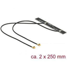   Delock WLAN 802.11 ac/a/h/b/g/n ikerantenna, 2 x MHF csatlakozódugó, 5 dBi, 250 mm-es NYÁK-lap, bels (89631)