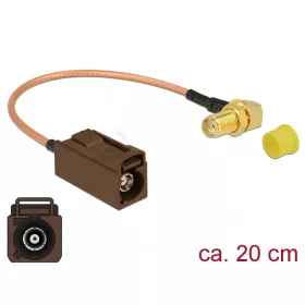   Delock Antenna kábel FAKRA F hüvely > SMA 90  anya válaszfali csatlakozóval RG-316 20 cm