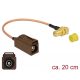 Delock Antenna kábel FAKRA F hüvely > SMA 90  anya válaszfali csatlakozóval RG-316 20 cm