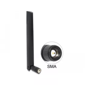   Delock NB-IoT 900 MHz antenna SMA-dugó 3 dBi mindenirányú, dönthető csatlakozással (fekete színű) (89770)