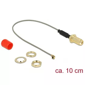   Delock Antenna kábel SMA anya válaszfali csatlakozóval ferrittekercs apa MHF  I csatlakozó 1.13 10 c