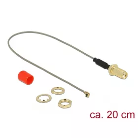   Delock Antenna kábel SMA anya válaszfali csatlakozóval ferrittekercs apa MHF  I csatlakozó 1.13 20 c