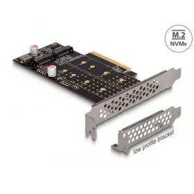   Delock PCI Express x8 kártya - 2 x belső NVMe M.2 Key M - elágazás - alacsony profilú formatényező (89837)