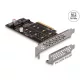 Delock PCI Express x8 kártya - 2 x belső NVMe M.2 Key M - elágazás - alacsony profilú formatényező (89837)