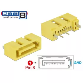 Delock Csatlakozó SATA 6 Gb/s apa 8 tus táp (89886)