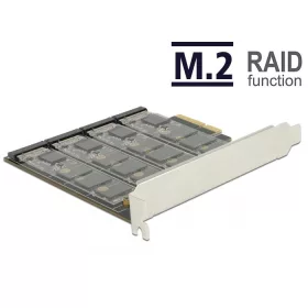   Delock PCI Express-kártya > 4 x belső M.2 aljzat B nyílással, RAID-dal