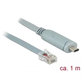   Delock Adapter USB 2.0 C-típusú apa > 1 x soros RS-232 RJ45 apa 1,0 m szürke (89893)