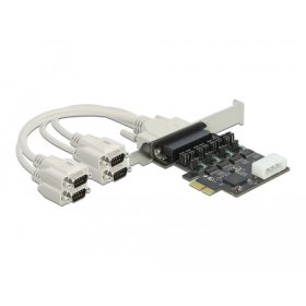   Delock PCI Express Kártya > 4 x soros RS-232 tápfeszültséggel 5 V / 12 V (89895)