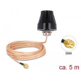   Delock LTE Antenna SMA dugó 2 dBi fix mindenirányú körkörös,csatlakozó kábellel (RG-316U 5 m)kültéri (89899)