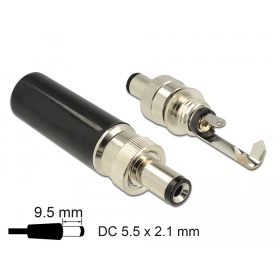   Delock DC csatlakozó apa 5,5 x 2,1 mm dugómérettel és 9,5 mm hosszal