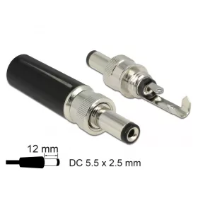   Delock DC csatlakozó apa 5,5 x 2,5 mm dugómérettel és 12,0 mm hosszal (89916)