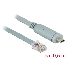   Delock Adapter USB 2.0 C-típusú apa > 1 x soros RS-232 RJ45 apa 0,5 m szürke (89917)