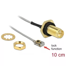   Delock Antenna kábel RP-SMA anya válaszfali csatlakozóval apa MHF  I LK-dugó 1.13 10 cm menethossz