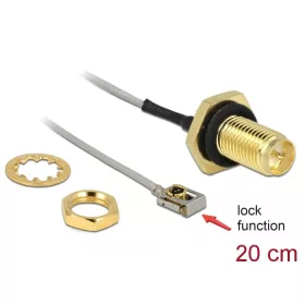   Delock Antenna kábel RP-SMA anya válaszfali csatlakozóval apa MHF  I LK-dugó 1.13 20 cm