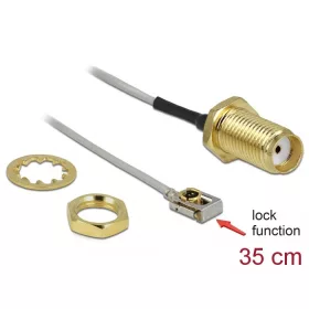   Delock Antenna kábel SMA anya válaszfali csatlakozóval apa MHF  I LK-dugó 1.13 35 cm menethossz 10 m