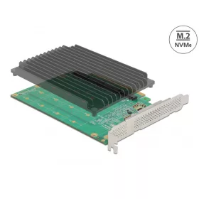   Delock PCI Express x16 kártya - 4 x belső NVMe M.2 Key M hűtőbordával - elágazás (90054)