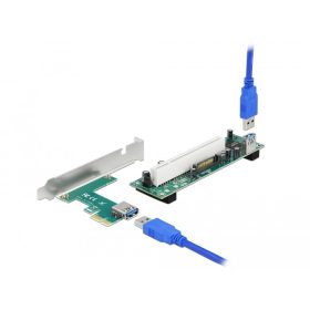   Delock PCI Express Riser kártya x1 - 1 x PCI 32 Bit bővítőhely, 60 cm-es -kábellel (90065)