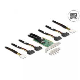   Delock PCI Express 4.0 x16 kártya - 4 x SFF-8639 NVMe - elágazás - alacsony profilú formatényező