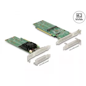   Delock PCI Express x16 Card - 4 x belső NVMe M.2 M-kulcs - alacsony profilú formatényező