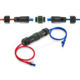   Delock Kábel csatlakoztató RJ45 anya - RJ45 anya Cat.6 M16 cérnával IP68 por és vízhatlan