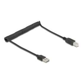   Delock tekercselt kábel EASY-USB 2.0 Type-A apa USB Type-B apa 0,5 m - 0,8 m fekete