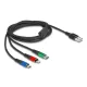 Delock USB töltő kábel 3 az 1-A-típusú apa Lightning -, Micro USB- és USB Type-C  csatlakozáshoz 3-színű 2 m (90156)