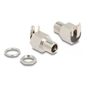  Delock DC csatlakozó anya 5,5 x 2,5 mm-es forrasztott foglalatfej verzióval ívelt - Hexagon 20 V / 10 A (90182)