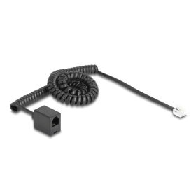   Delock Telefon csavart kábel RJ11 apa - RJ11 anya fekete színű 3 m (90232)