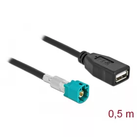   Delock Kábel HSD Z apa - A-típusú USB 2.0 anya 0,5 m (90310)