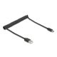 Delock USB 2.0 tekercselt kábel USB Type-A apa   USB Type-C  apa, 0,45 m   0,75 m fekete