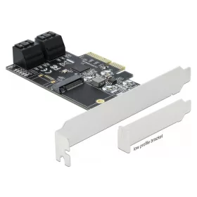   Delock 4 SATA port és 1 M.2 B kulcsos csatlakozó PCI Express x4 Kártya - alacsony profilú formaténye (90396)
