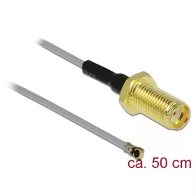   Delock Antenna kábel SMA anya válaszfali csatlakozóval apa MHF  4L -dugó 1.37 50 cm menethossz 10 mm