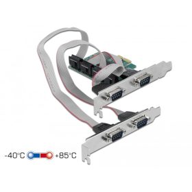 DeLock 4x Soros RS-232 port bővítő kártya PCIe (90410)