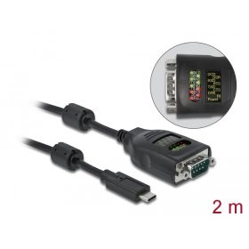   Delock USB Type-C  - soros DB9 adapter 9 LED RS-232 teszterrel (90414)