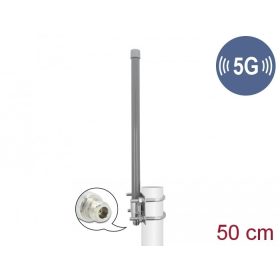   Delock 5G 3,3 - 3,8 GHz antenna N-hüvely 8 dBi 50 cm irányítatlan, rögzített, kültéri, szürke