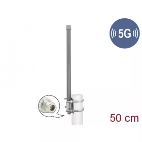   Delock 5G 3,3 - 3,8 GHz antenna N-hüvely 8 dBi 50 cm irányítatlan, rögzített, kültéri, szürke