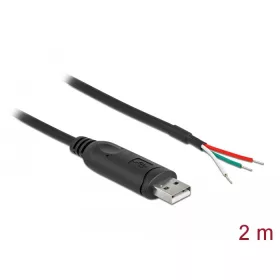   Delock adapterkábel USB 2.0 Type-A és soros RS-232 közötti 3 nyitott vezetékkel 2 m