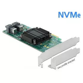   Delock PCI Express x8 Card - 2 x belső NVMe SFF-8643 - alacsony profilú formatényező
