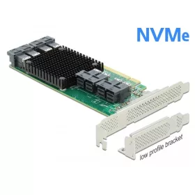   Delock PCI Express x16 Card - 8 x belső NVMe SFF-8643 - alacsony profilú formatényező