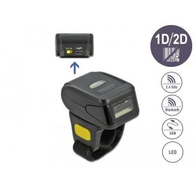   Delock vonalkód leolvasó gyűrű 1D és 2D, 2,4 GHz / Bluetooth (90508)