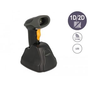   Delock 2,4 GHz-es vonalkód leolvasó 1D és 2D töltőállomással (90518)