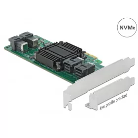   Delock PCI Express x8 kártya - 4 x belső NVMe SFF-8643 - alacsony profilú formatényező