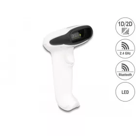   Delock Vonalkódolvasó 1D és 2D 2,4 GHz-es, Bluetooth vagy USB-hez - fehér