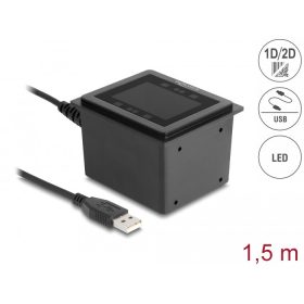   Delock USB vonalkódolvasó 1D és 2D vezetékes helyhez kötött telepítéshez   német verzió