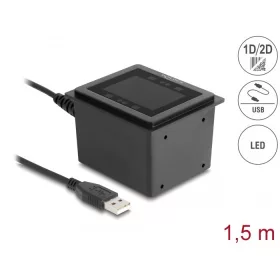   Delock USB vonalkódolvasó 1D és 2D vezetékes helyhez kötött telepítéshez   német verzió