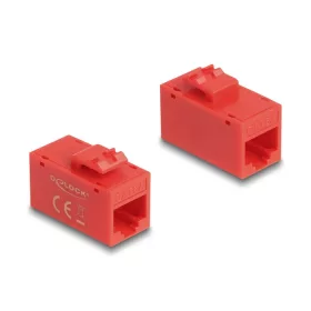   Delock Keystone modul, RJ45-aljzat - RJ45-aljzat, Cat.6A UTP piros (90641)