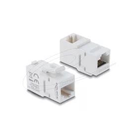   Delock Keystone modul összekötő RJ45 aljzat aljzat, Cat.6A, 90 -ban hajlított műanyag UTP, fehér
