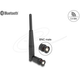   Delock WiFi 2,4 GHz antenna BNC-dugó 2 dBi 14,5 cm mindenirányú, dönthető csatlakozással (fekete színű)