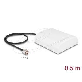   Delock WiFi 2,4 GHz-antenna, N-csatlakozódugó, 8 dBi kétirányú, csatlakozókábellel RG-58, 50 cm, fehér, kültéri