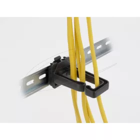   Delock Kábeltartó 70 x 24 mm méretű DIN sínhez kapcsoláshoz felszerelő lemezzel fekete (90769)